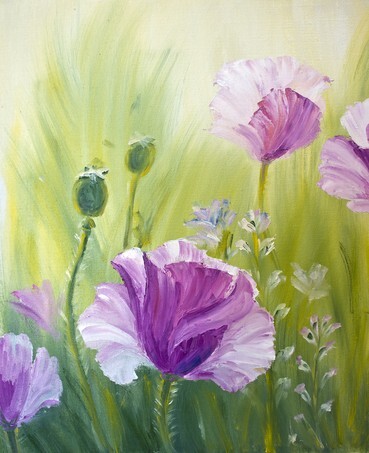 Poppies in the morning, oil painting on canvas